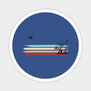 Windsurfing Retro racing Paint Stripe windsurfer Magnet